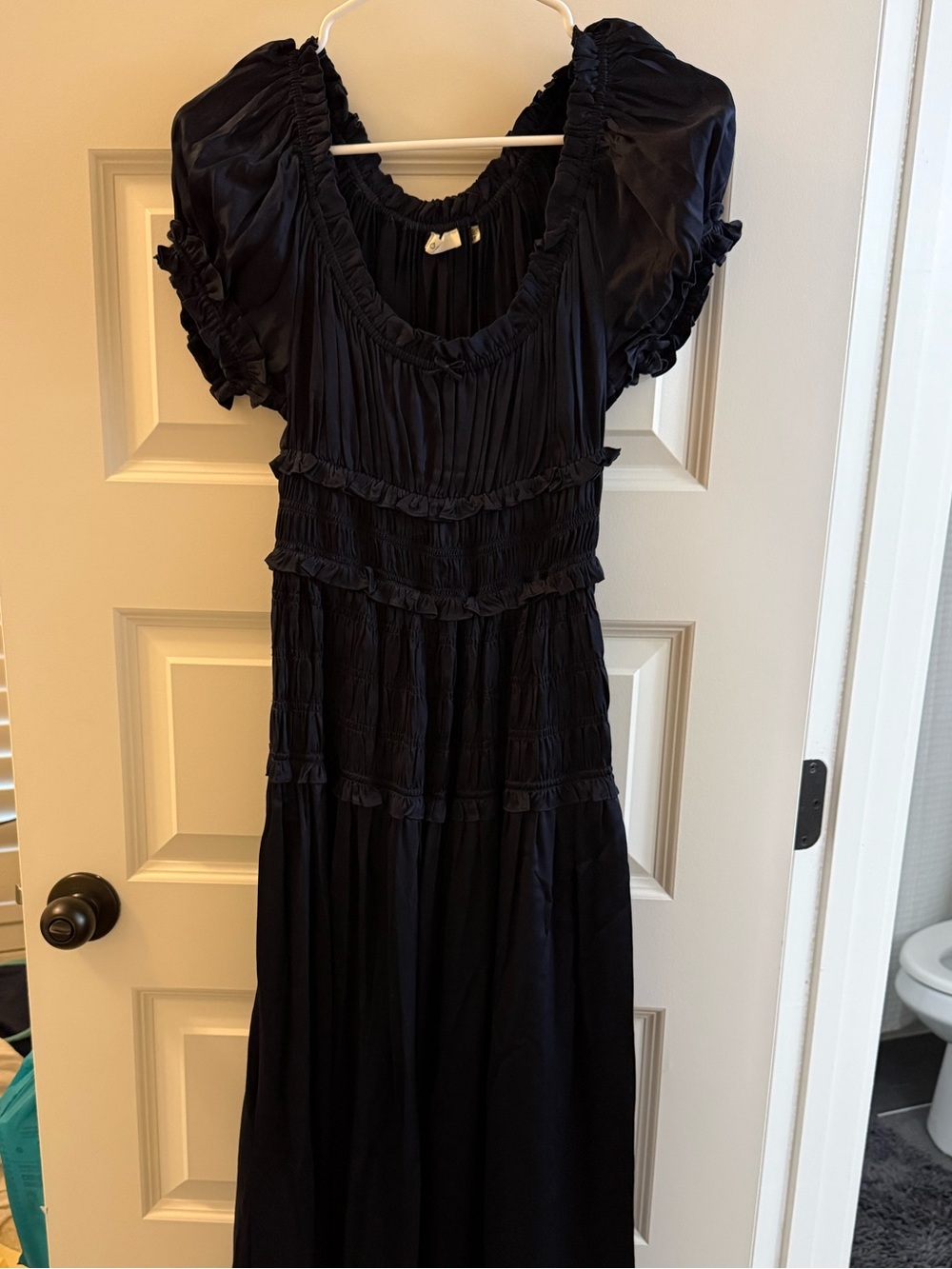 DOEN Navy maxi Dress with Ruffled Details